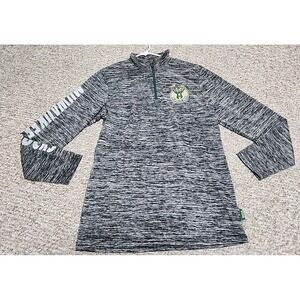 Milwaukee Bucks Pullover Small (36) Black Heathered NBA 1/4 Zip Long Sleeve Logo